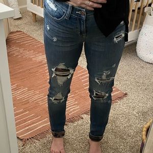 NEVER WORN! Distressed Denim with Camo Detail